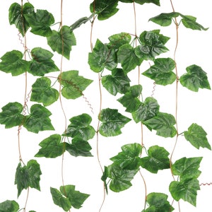 Grapevine Garlands Large Green Silk Leaves Artificial Hanging Greenery - 5 Strands