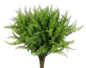 Boston Ferns - Artificial Real-Touch Greenery, 10 PCS SET (Dark Green)