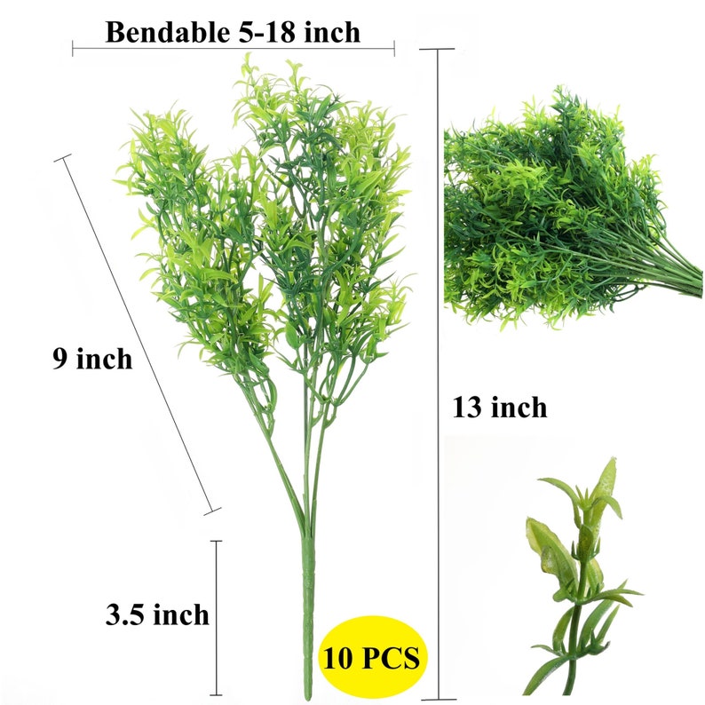 Asparagus Bush Artificial Greenery Shrubs, Faux Realtouch Plants 10