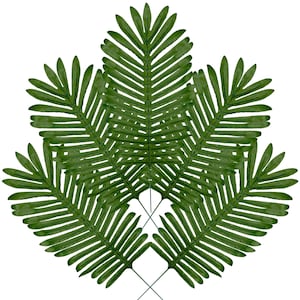Palm Leaves Artificial Hawaiian Tropical Faux Greenery Bulk 21” Long Stems, 5pcs