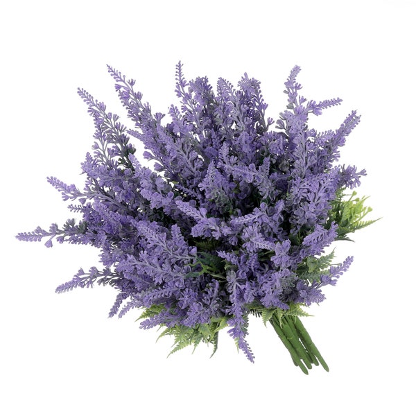 Lavande artificielle à fleurs violettes, tiges de lavande, fausses feuilles, composition florale au toucher, bricolage, décoration de maison de mariage, en vrac, 8 pièces