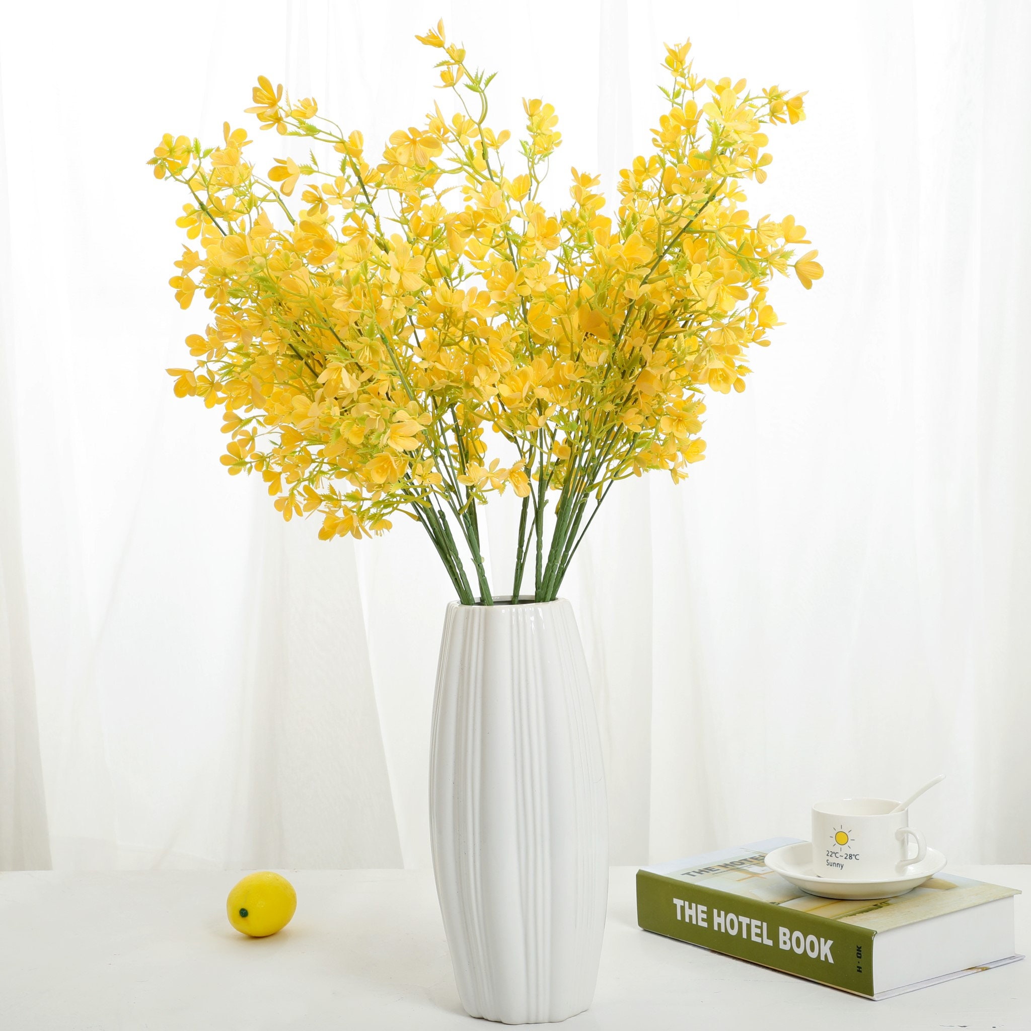 29 Yellow Flowers Artificial Bouquet Real-touch Long Stems for Tall ...
