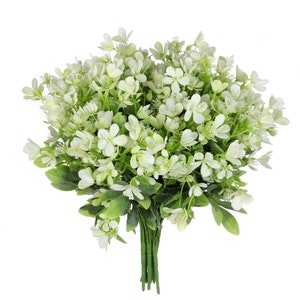 Wildflowers White Artificial Flowers Plastic Bouquets Faux Real-Touch Greenery Stems Bulk, 10pcs