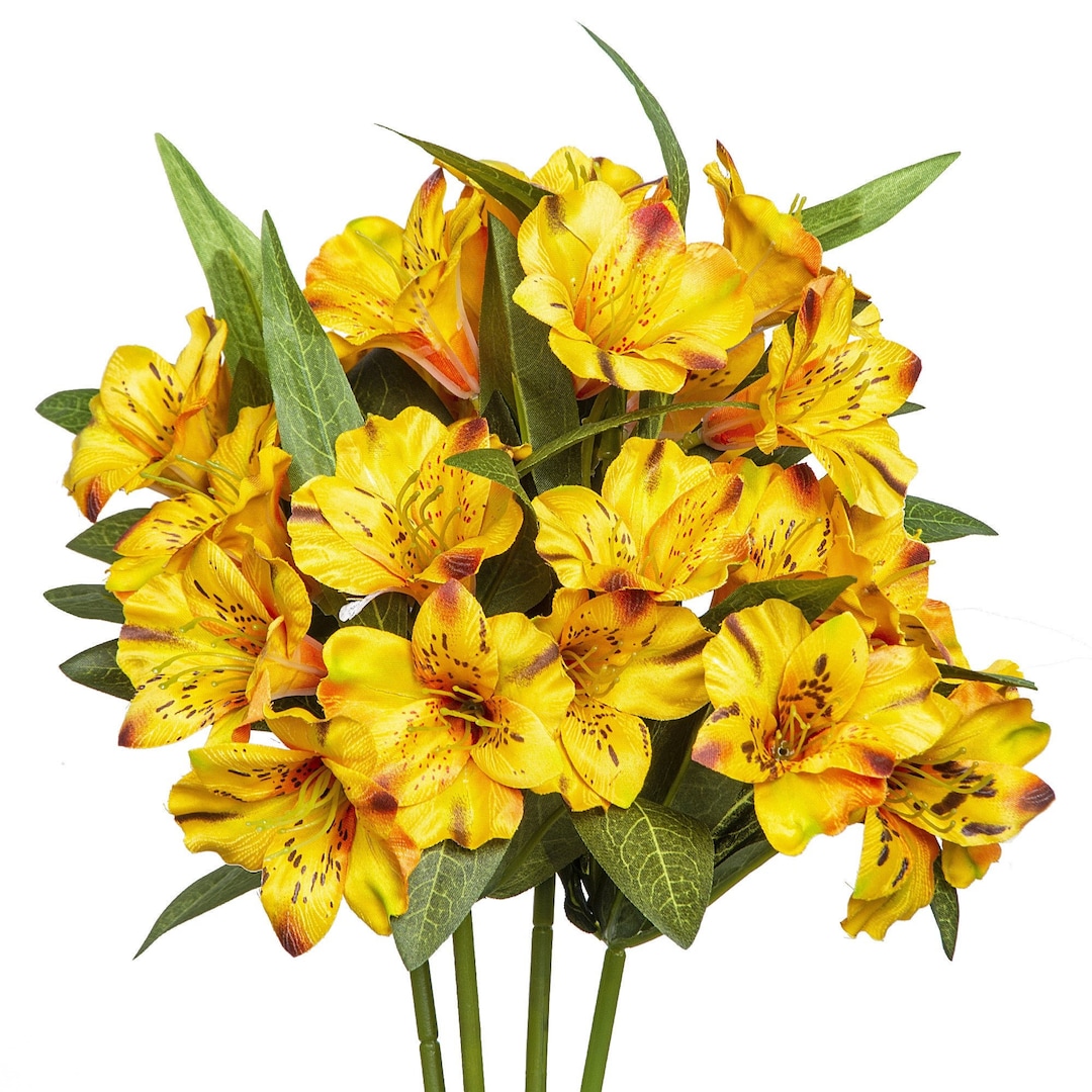 Grand Verde Small Artificial Flowers Faux Wildflower Bouquet 10pcs Set (Orange)