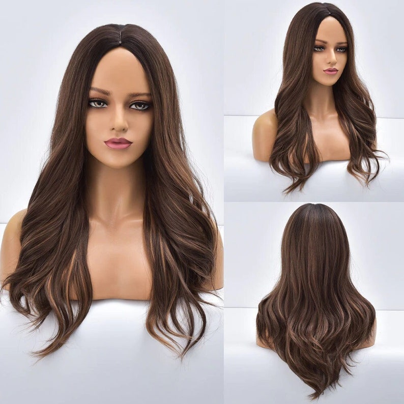 Brown To Pink Ombre Daily Wave v Synthetic Wigs For Black White