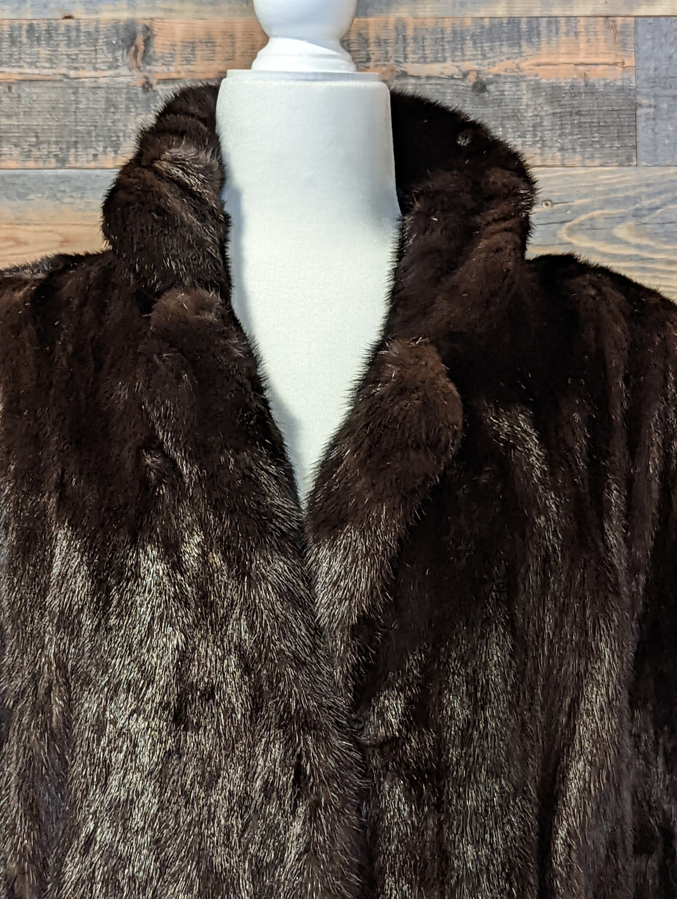 Mahogany Mink Jacket- Walking Coat - Modified Shawl Collar