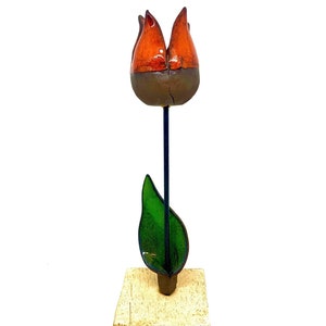 Handmade Glazed Ceramic Tulip Figurine 10&quot; – Artisan Crafted, Elegant Decorative Piece - Perfect Gift for Flower & Home Décor Lovers