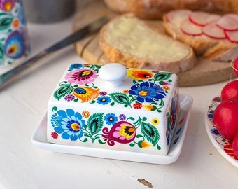 Folk Art Butterdose Lowicka Style