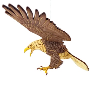 Bald Eagle Lazer Cut Wood Toy | Avian Bird Of Prey Puzzle Assembly for Kids
