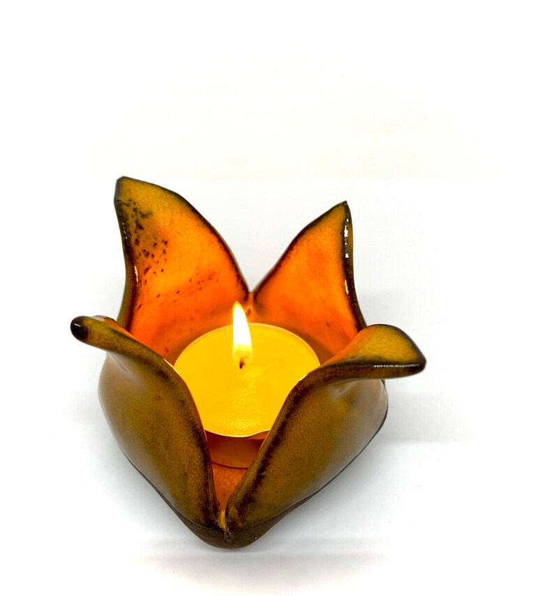 Handmade Glazed Ceramic Tulip Tea Light Candle Holder (2.5") – Artisan ...