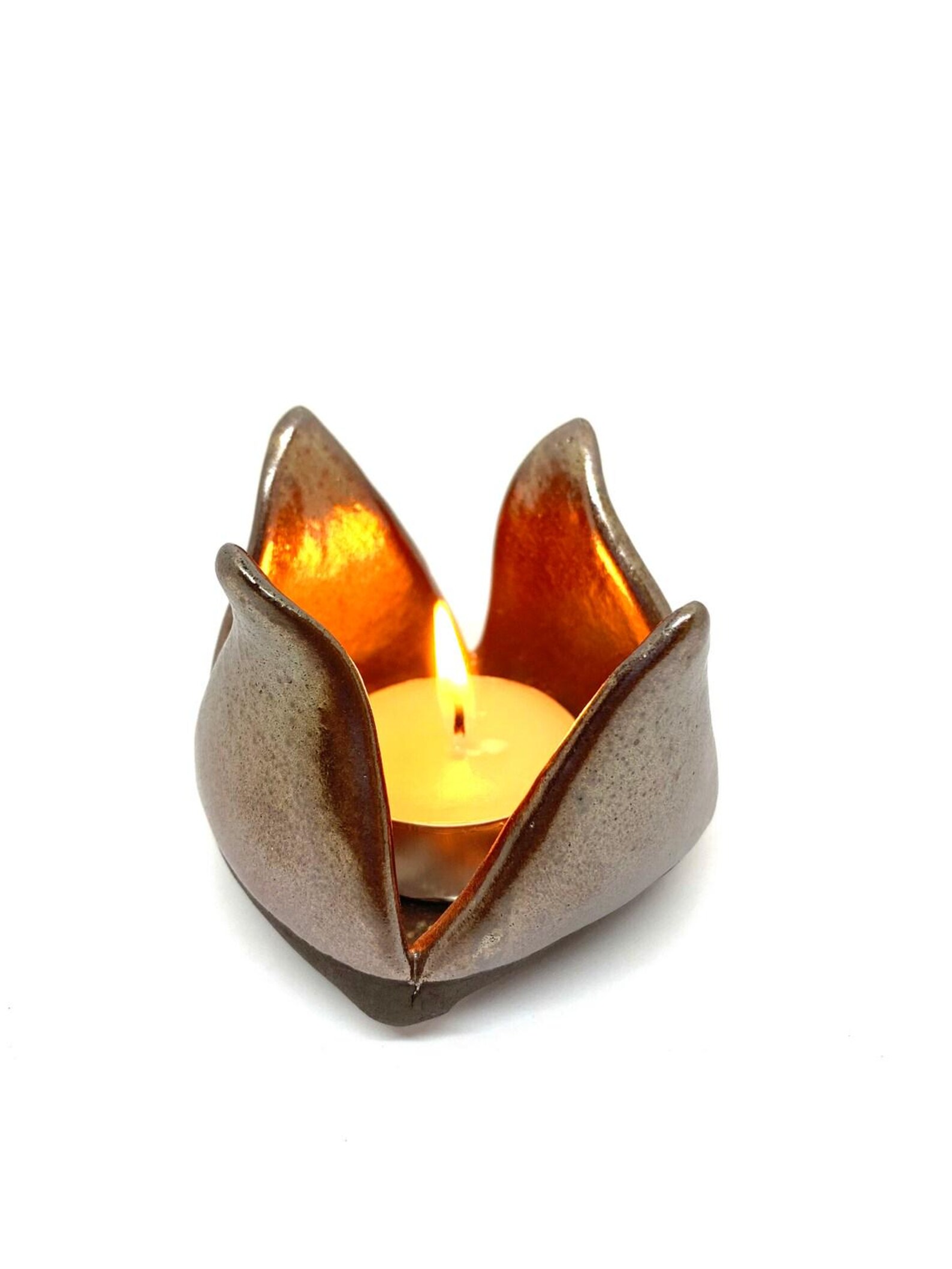 Handmade Glazed Ceramic Tulip Tea Light Candle Holder (2.5") – Artisan ...