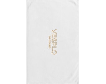 Toalla de mano VESPLO Souvenirs / Logotipo minimalista, algodón blanco