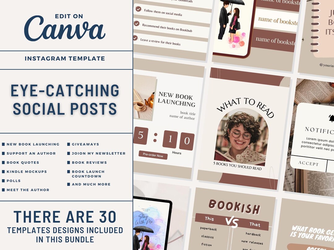 Instagram Canva Template for Writers and Authors - Etsy