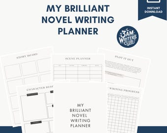 My Brilliant Novel Writing Planner, Plan Your Novel, Workbook for Writers, Printable Planner For Writers and Authors