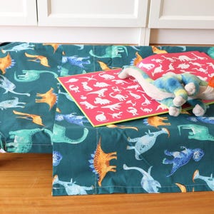 Navy Dinosaur Stacker Bed Sheet Set: Handmade Daycare Kindy Sheets