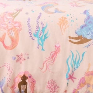 Lakenset zeemeerminnen kinderdagverblijf: handgemaakte stapelbedden met tas