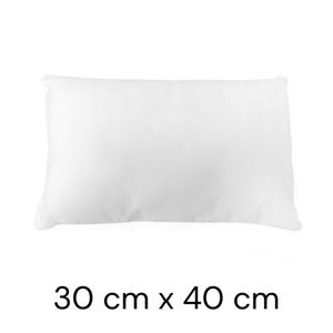 Pode incluir: Uma almofada branca medindo 30 cm por 40 cm.