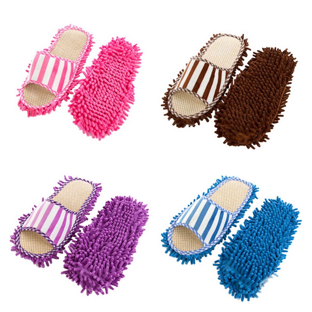 1 pair Washable Microfiber Dust Mop Slippers Lazy Quick Cleaning Floor  Cleaning Slipper Home Bathroom Cleanning Tools Home Shoes