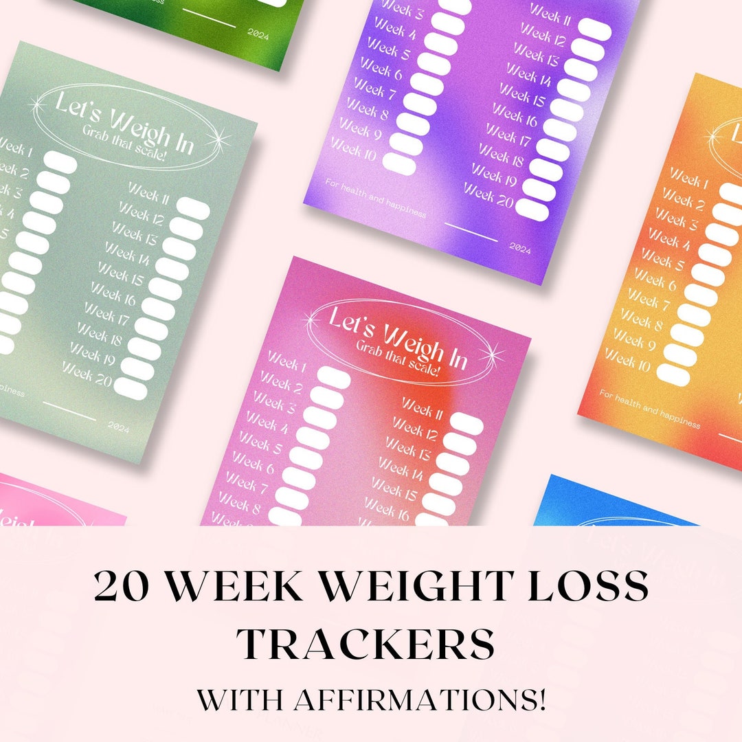 Cotton Candy 20 Week Weight Loss Tracker With Affirmations Digital ...