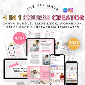 Course Creator Canva BUNDLE. Course Sales Page. Template. Course Slide Deck. Landing Page Website. Launch. Workbook. Instagram 2025 Size