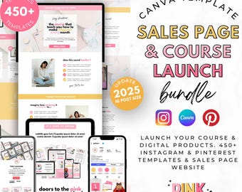 Course Launch Template, Course Creator, Digital Product Mockup ,Canva,Social Media, Course Template, Instagram 2025 size ,Pinterest