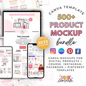 Digital Product Mockup,  Canva Course Mock up, Canva Mockups, Course, 2025 Instagram Templates, Pinterest Mockups, Facebook Templates, Coach