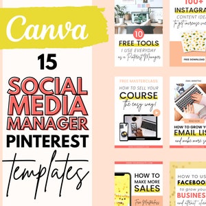 Pinterest Templates Canva | Pinterest Pins | Pink Pinterest Templates |  Pinterest Marketing | Pin Template | Social Media Manager Templates