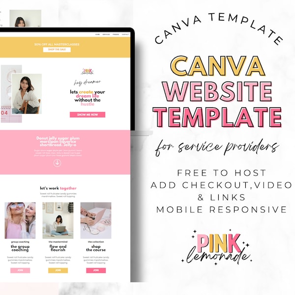 Website Template Canva. Canva Website. Canva Sales Page. Sales Page Template. Coaching Website. Landing Page. Sales Funnel. Website Design