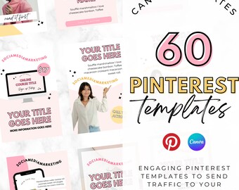 Modelli per Pinterest. Modelli per Pin di Pinterest. Modello Canva. Kit di branding rosa. Marketing su Pinterest. Modelli per prodotti digitali su Pinterest.