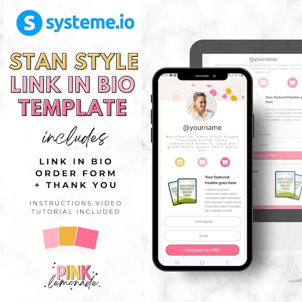 Systeme io Template, Link in Bio, Stan Store Funnel, Landing Page Website.