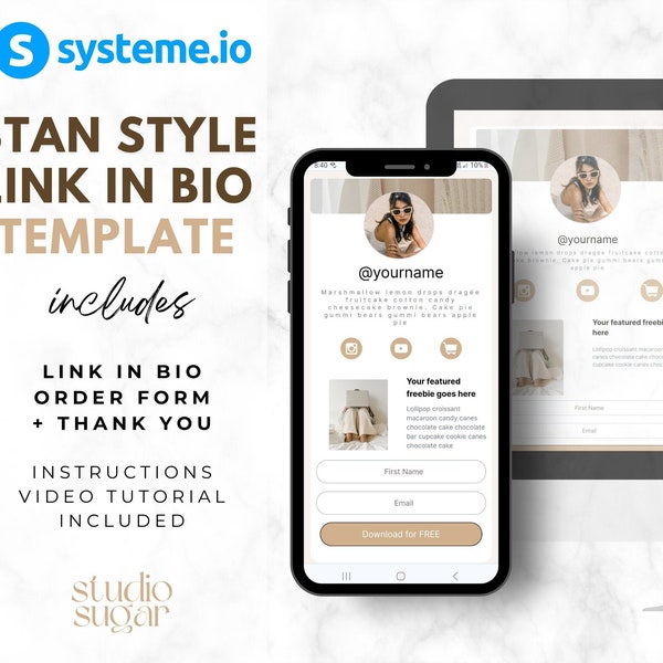 Systeme io Template, Link in Bio, Stan Store Funnel, Landing Page Website.