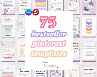 Modelli Pinterest Canva. Marketing su Pinterest. Modello perno. Prodotti modelli Pinterest. Pastello. Rosa. Modelli di social media