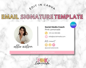 Modello di firma email. Design per firma email aziendale. Modello email. Firma Canva. Gmail. Outlook.