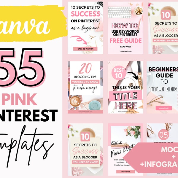 Modèles Pinterest Canvas. Épingles Pinterest. Modèles Pinterest roses. Marketing Pinterest. Modèle d'épingle. Modèles Pinterest pour les produits