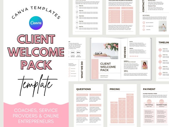 Client Welcome Pack, Client Onboarding Template, Coaching Canva Template, New Client Form , Client Welcome Packet Canva Template.