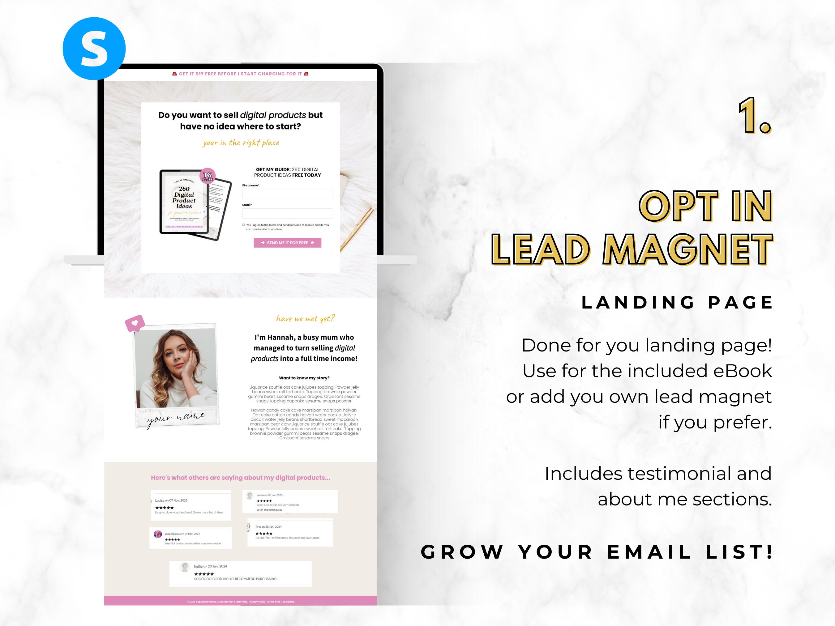 Done for You Ebook. Freebie Lead Magnet. Landing Page Template. Systeme ...