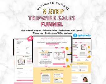 Systeme io Tripwire. Sales Page Template. Funnel Bundle. Landing Page. Opt in. Email Marketing. Canva. Website Template. Sales Funnel.