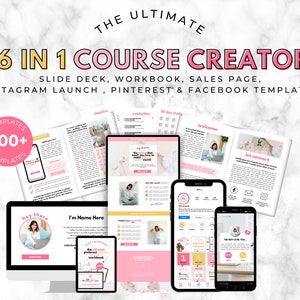 Course Template. Course Sales Page. Course Workbook.Course Slide Deck.Landing Page.Canva ebook template.Course Launch.Course Creator BUNDLE.