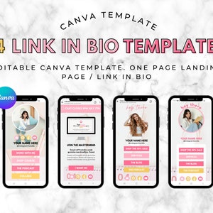 Plantilla de enlace en biografía. Enlace en biografía de Canva. Página de destino de Instagram. Sitio web de Canva. Plantilla de Instagram para entrenadores. Plantilla de Instagram para empresas.