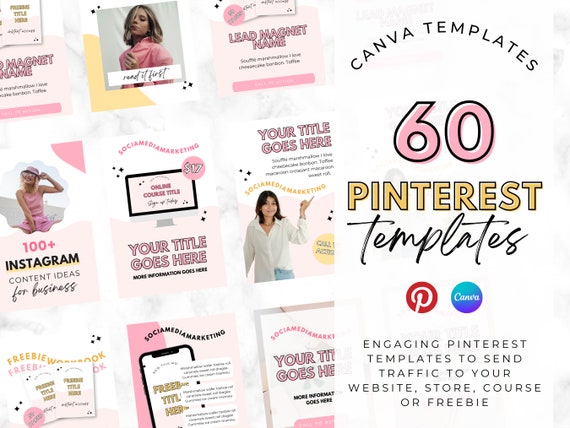 Pinterest Templates. Pinterest Pin Templates. Canva Template. Pink Branding Kit. Pinterest Marketing. Pinterest Templates Digital Products.