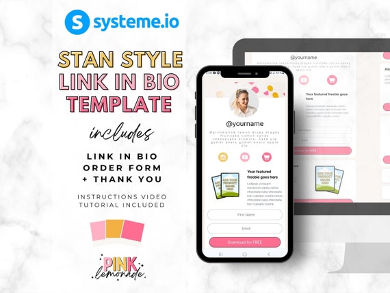 Systeme io Template, Link in Bio, Stan Store Funnel, Landing Page Website.