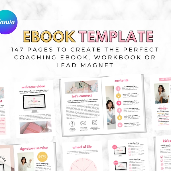 Ebook Template for Coaches, Coaching Workbook Template, Lead Magnet , Workbook Template. Course Workbook. Ebook Canva. Course Creator.