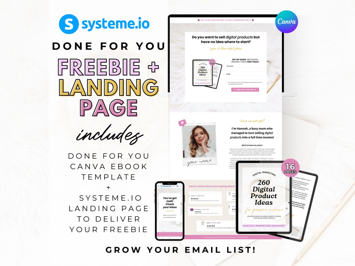 Done for You Ebook. Freebie Lead Magnet. Landing Page Template. Systeme ...
