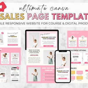 Canva Sales Page. Canva Sales Page Template. Course Launch. Coaching Website. Landing Page. Canva Website Template. Sales Funnel Template.