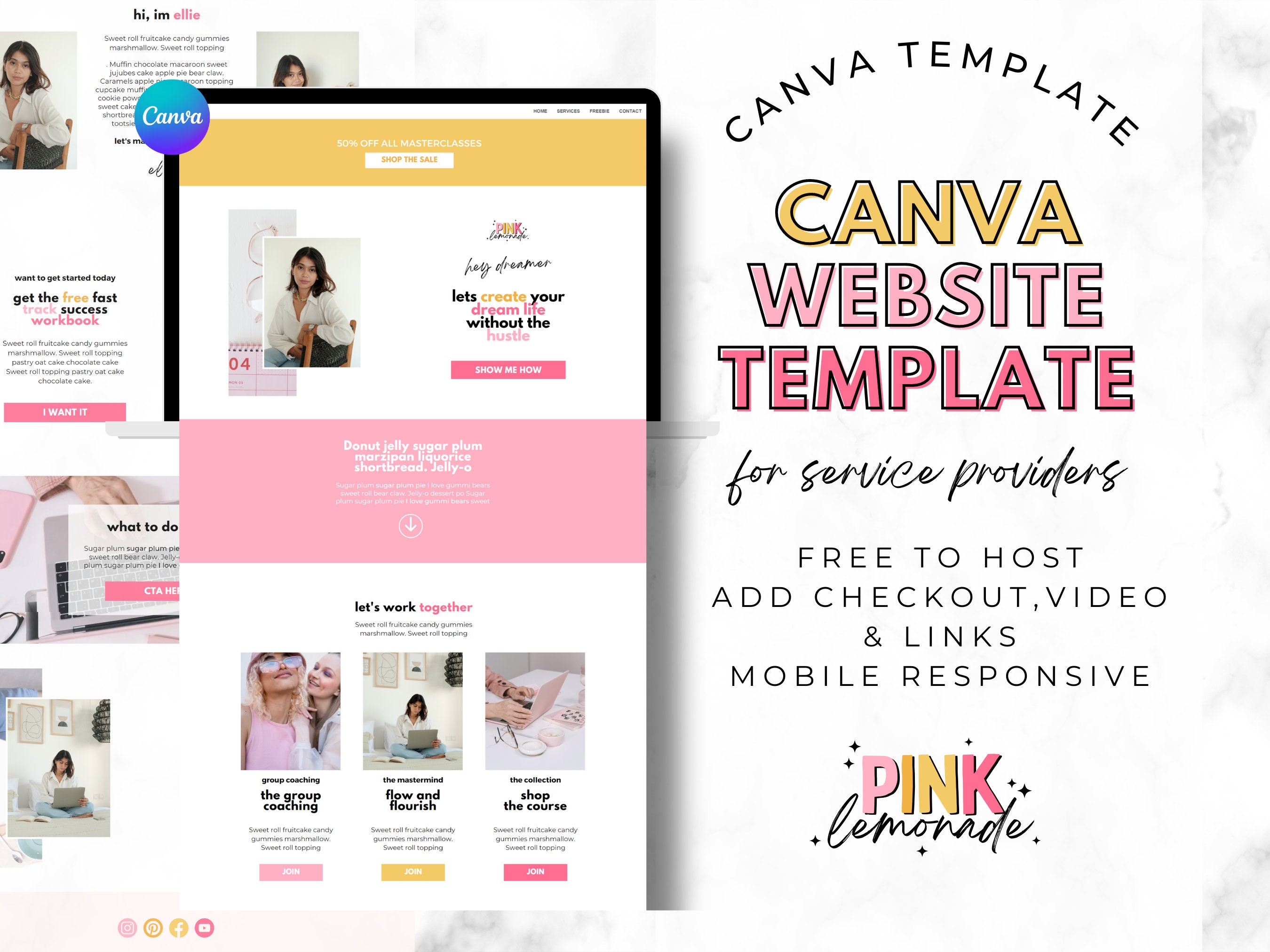 Website Template Canva. Canva Website. Canva Sales Page. Sales Page Template. Coaching Website. Landing Page. Sales Funnel. Website Design