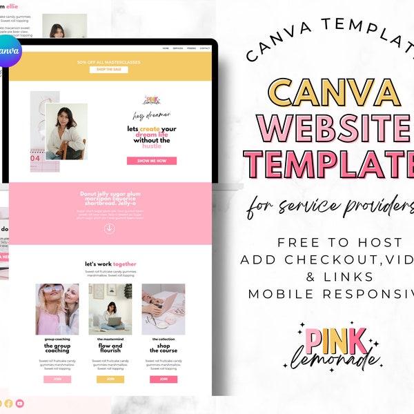 Website Template Canva. Canva Website. Canva Sales Page. Sales Page Template. Coaching Website. Landing Page. Sales Funnel. Website Design