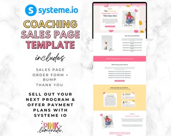 Modello di pagina di vendita per coaching Systeme io. Pacchetto di modelli di funnel. Landing page Canva. Modello di sito web. Funnel di vendita. Modelli di coaching.