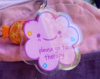 Please Go To Therapy Acrylic Keychain: Funny Mental Health Gift