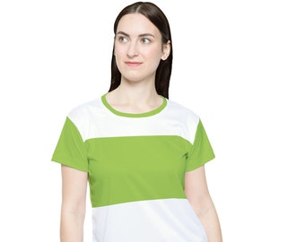 Camiseta de rayas verdes para mujer: Jersey deportivo que absorbe la humedad
