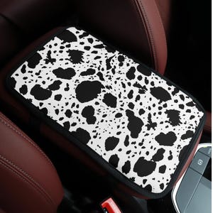 Copribracciolo per auto con stampa mucca, protezione per console centrale con stampa animalier in bianco e nero, grazioso accessorio per auto per donne, idea regalo per la decorazione degli interni dell'auto